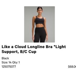 Lululemon Like a Cloud Longline Bra *light support* Black